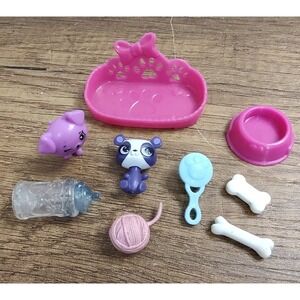 Toy Doll Pet Themed Lot Of 10 Pieces Dog Yarn Bone Brush Pet Bed Food Dish M2